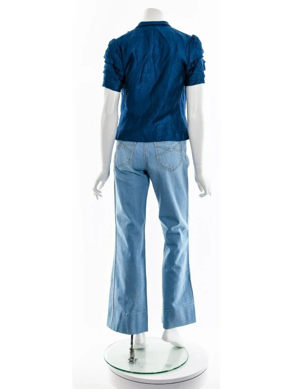 Blue Ruffle Button Up Jacket - Picture 7 of 10